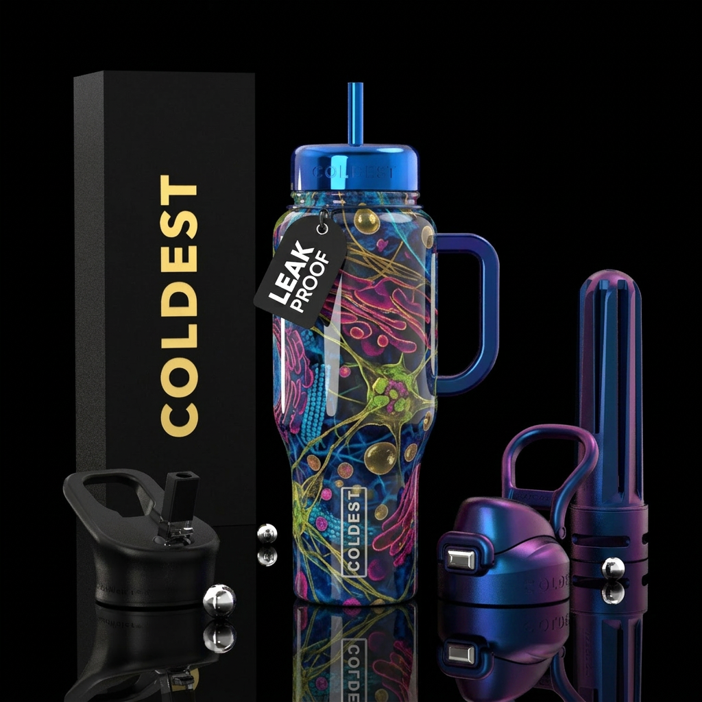 Cytoplasm, glossy water bottle design
