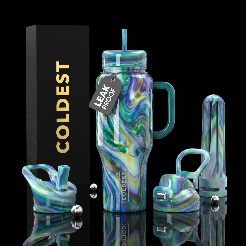 Opal slag glass, glossy water bottle design