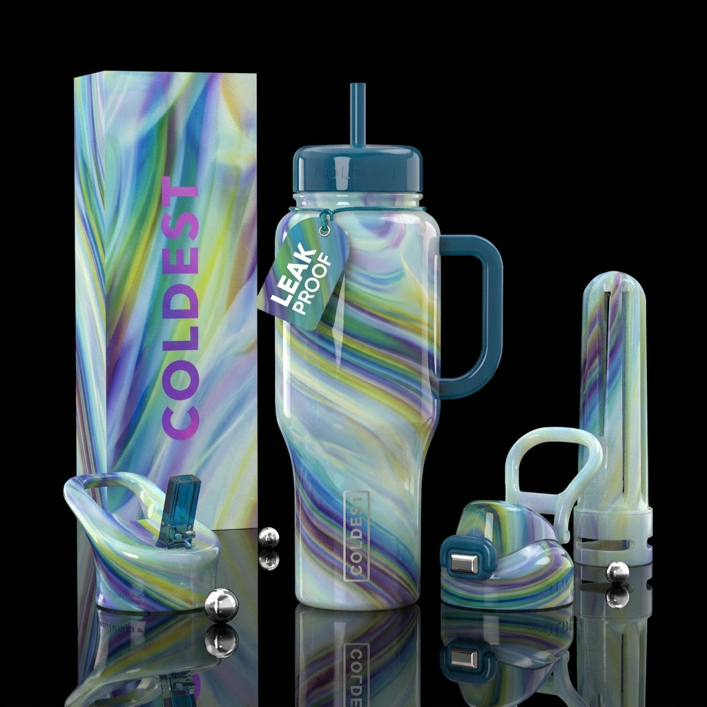 Opal slag glass, glossy water bottle design
