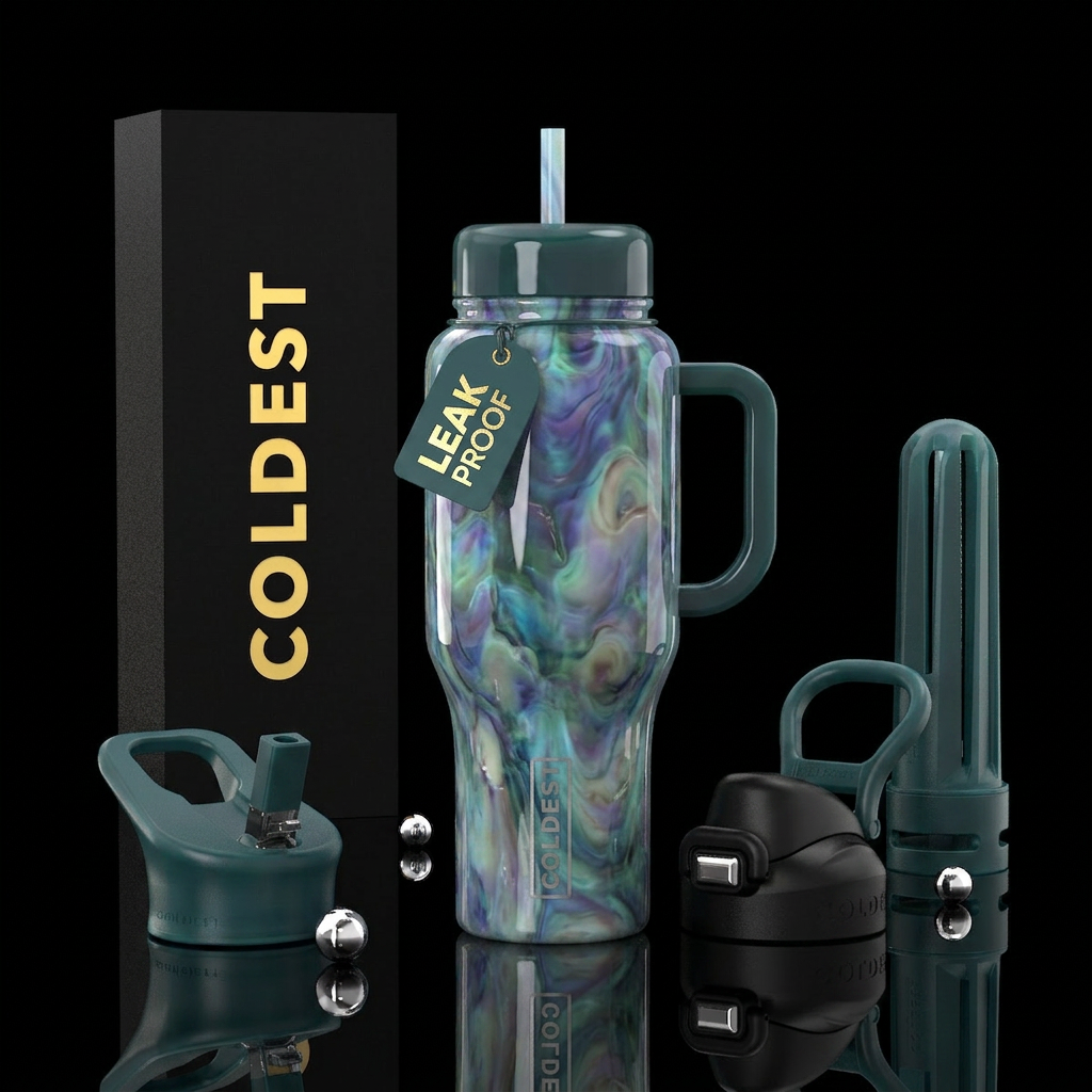 Opal slag glass, glossy water bottle design
