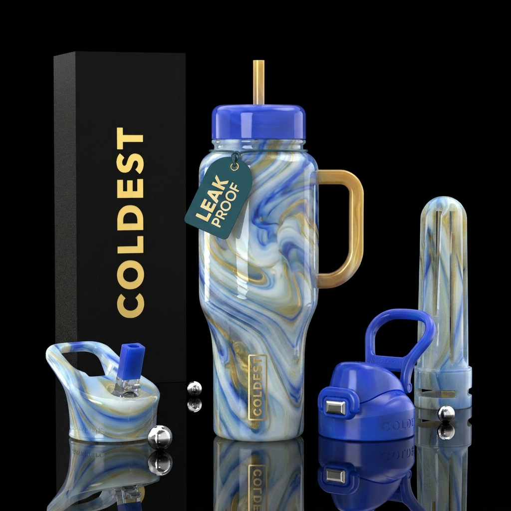 Opal slag glass, glossy water bottle design