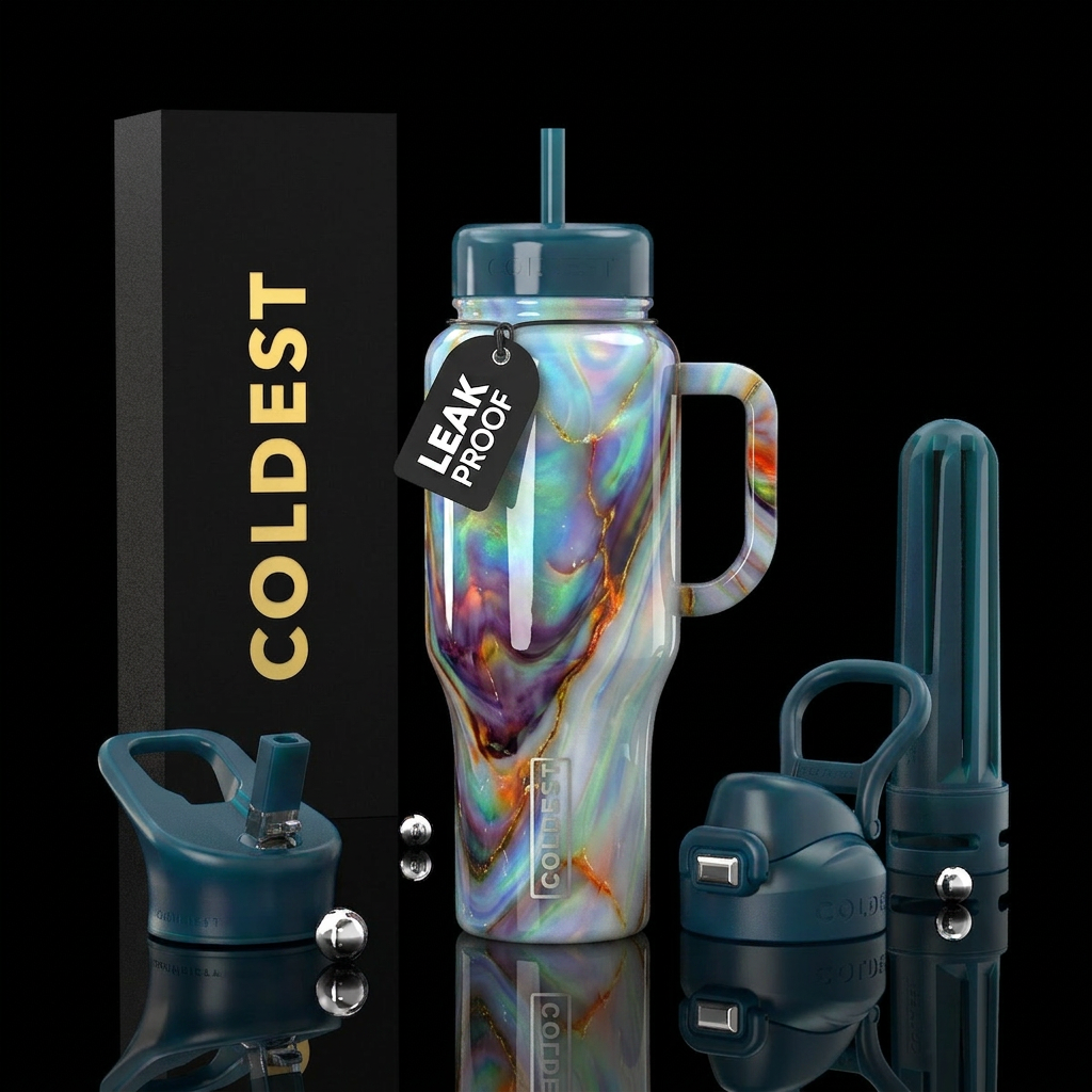 Opal slag glass, glossy water bottle design