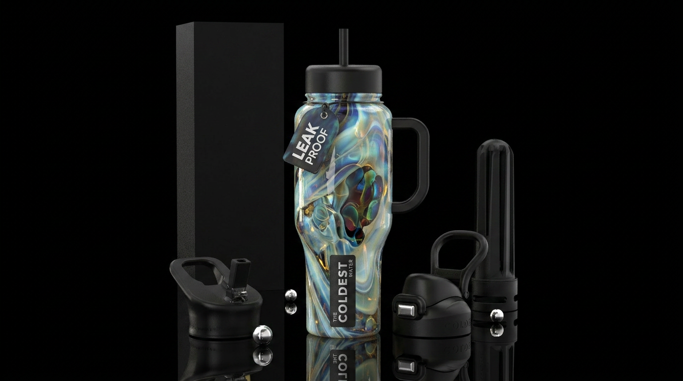 Opalite slag glass, glossy water bottle design