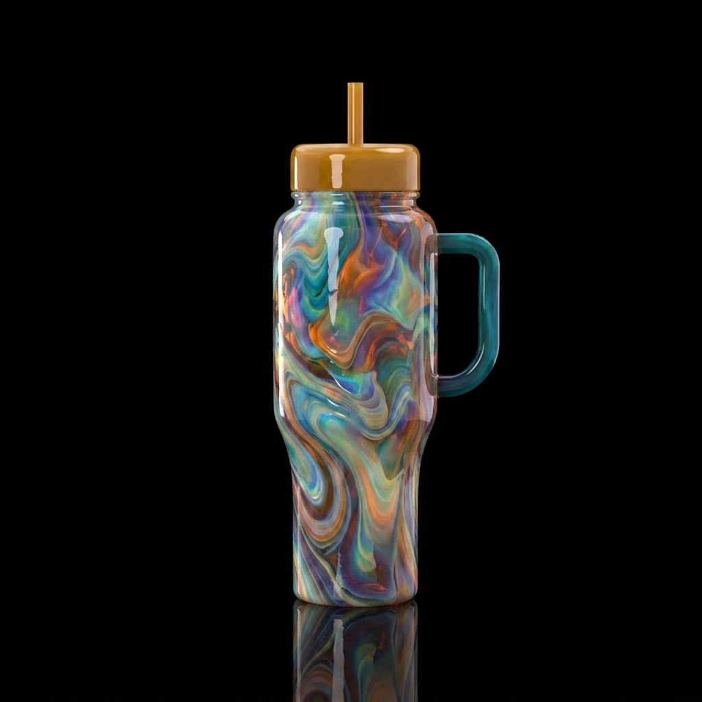 Opal slag glass, glossy water bottle design