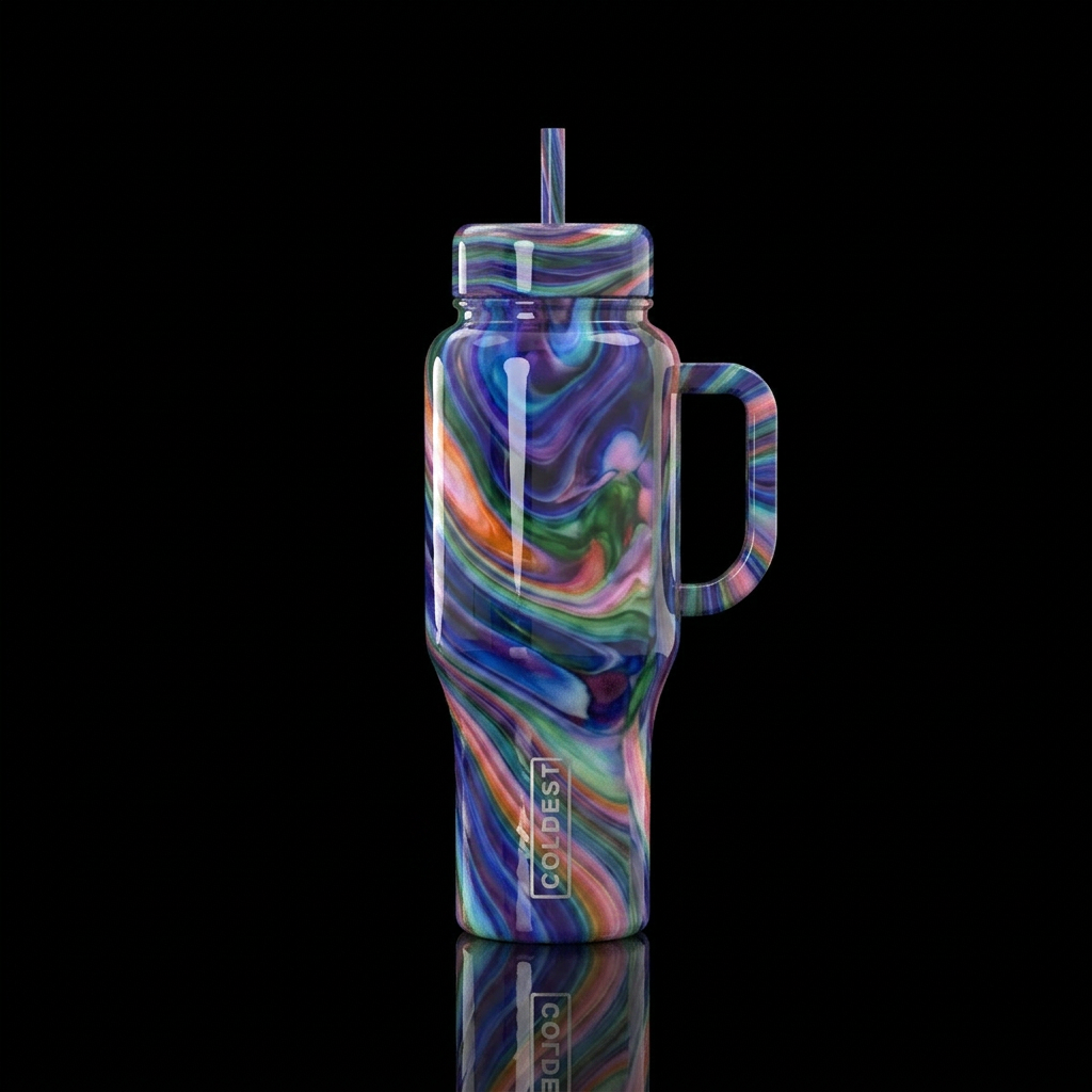Opal slag glass, glossy water bottle design