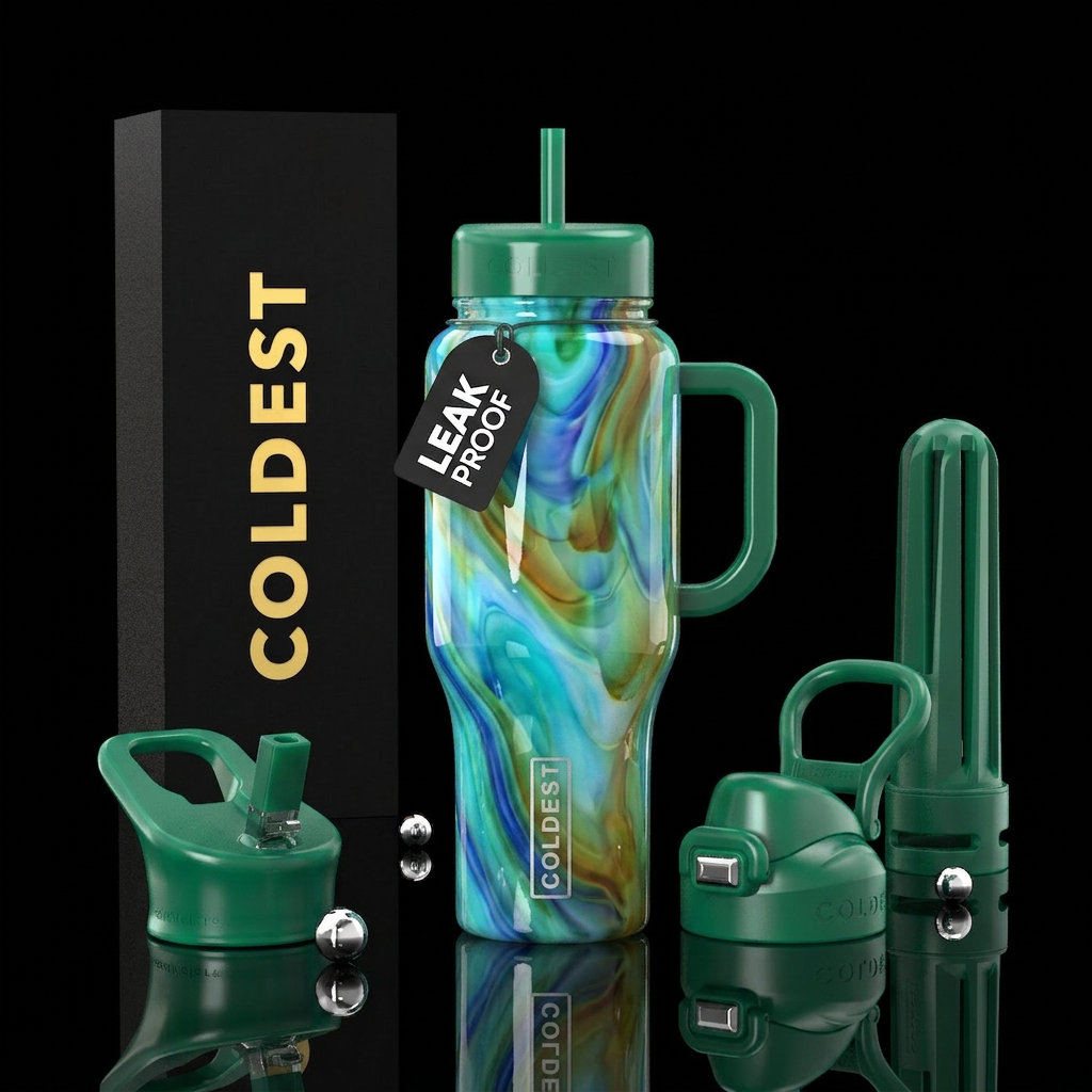Opal slag glass, glossy water bottle design