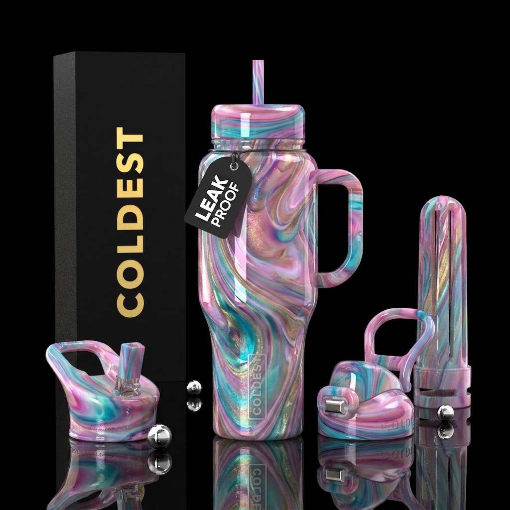 Unicorn slag glass, glossy water bottle design