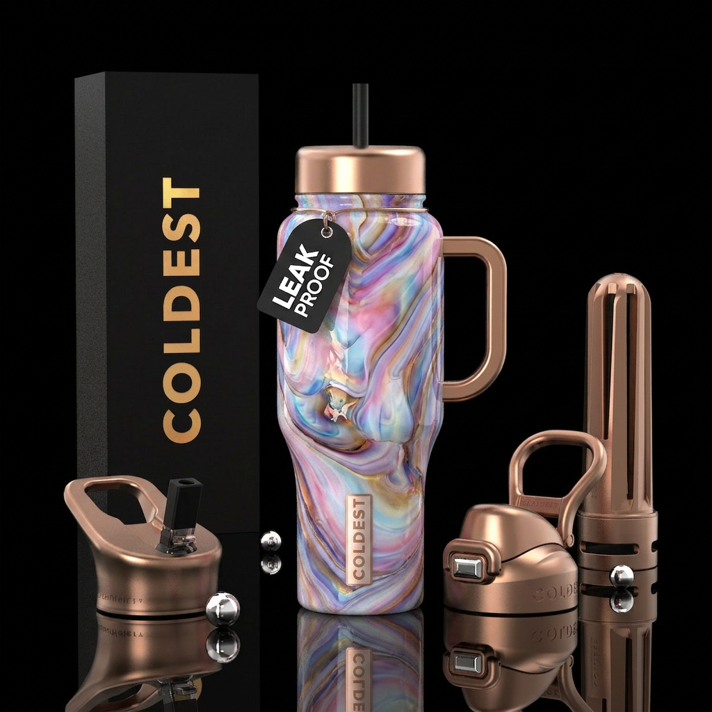 Unicorn slag glass, glossy water bottle design