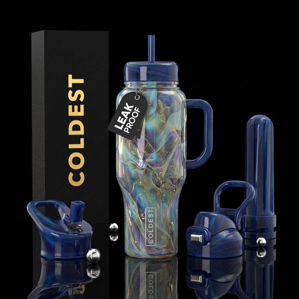 Fairy slag glass, glossy water bottle design