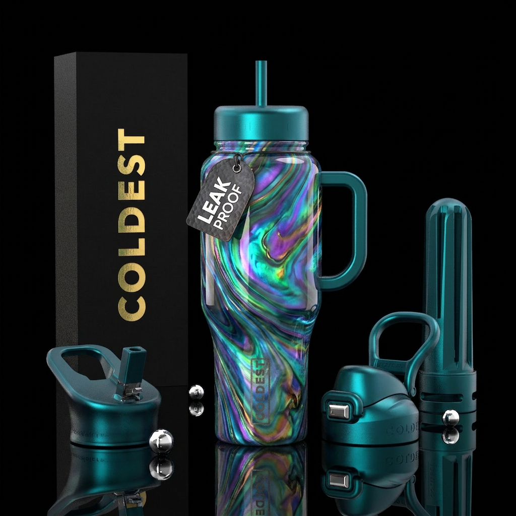 Faerie slag glass, glossy water bottle design