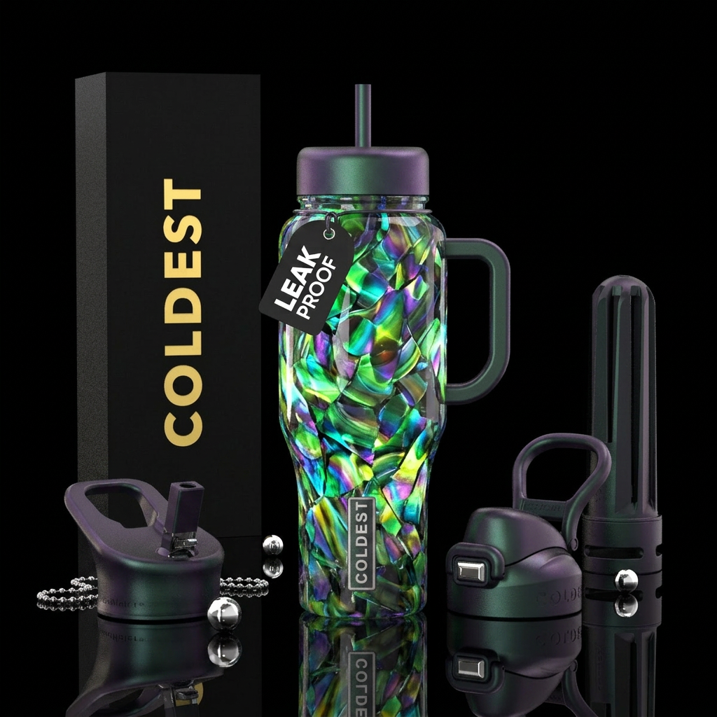 Glow in the dark enchanted slag glass water bottle design