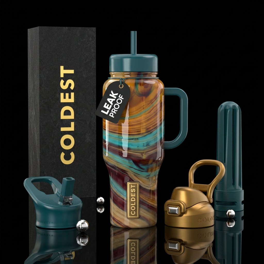 Western mesa slag glass, glossy water bottle design