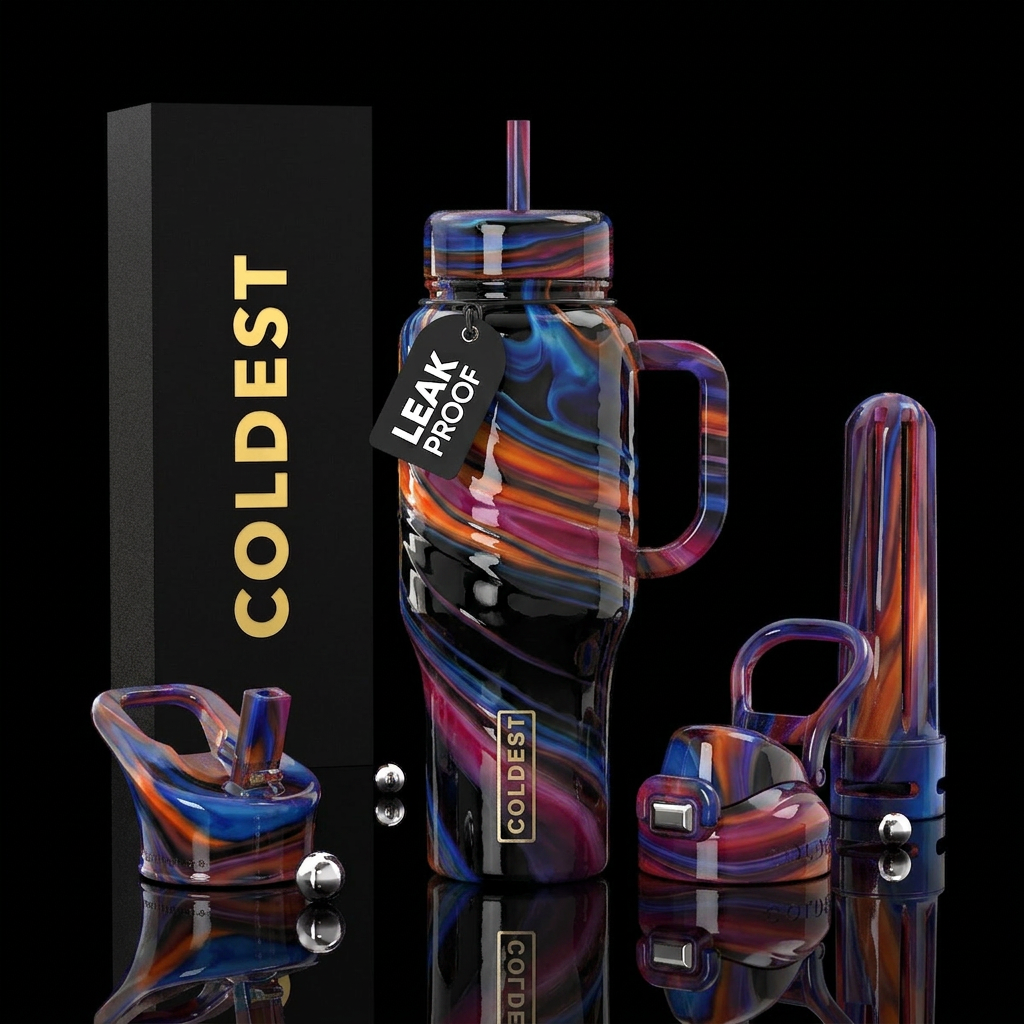 Western mesa slag glass, glossy water bottle design