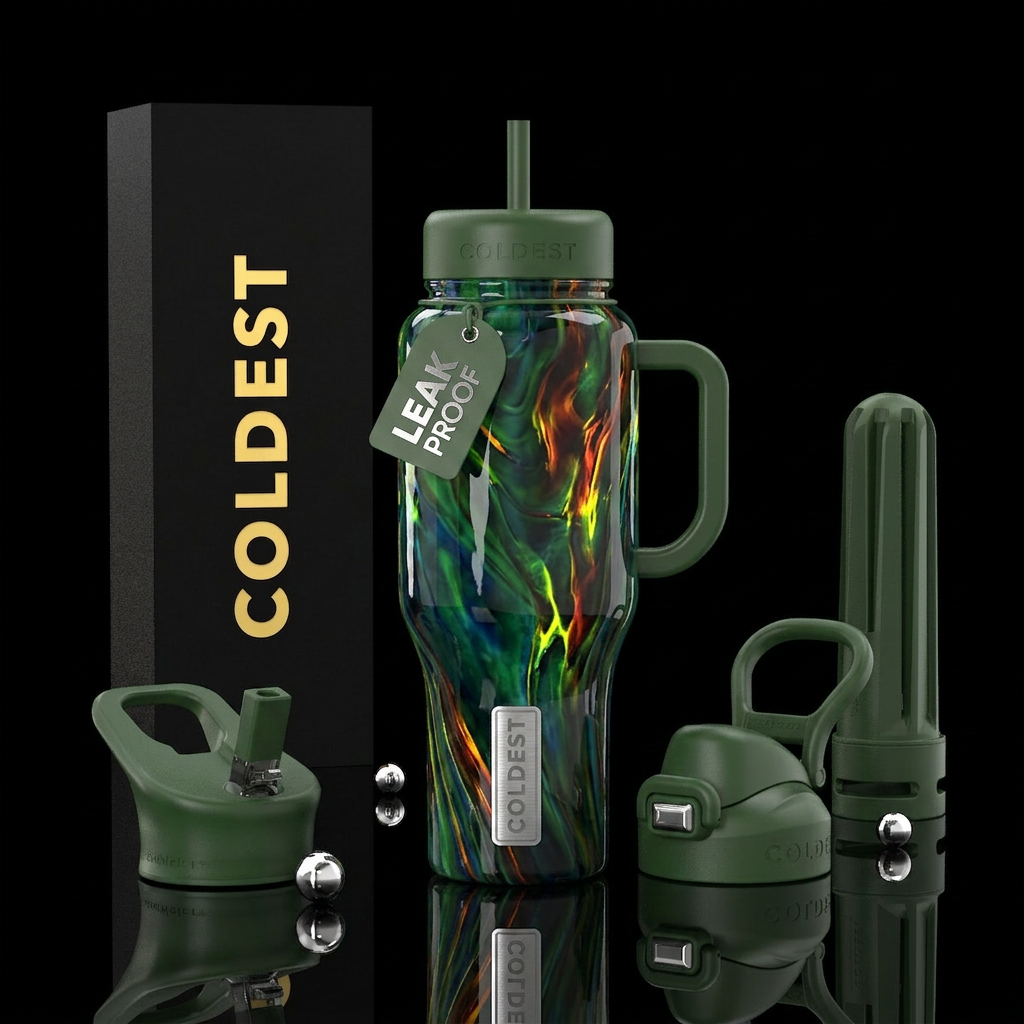 Dragon slag glass, glossy water bottle design