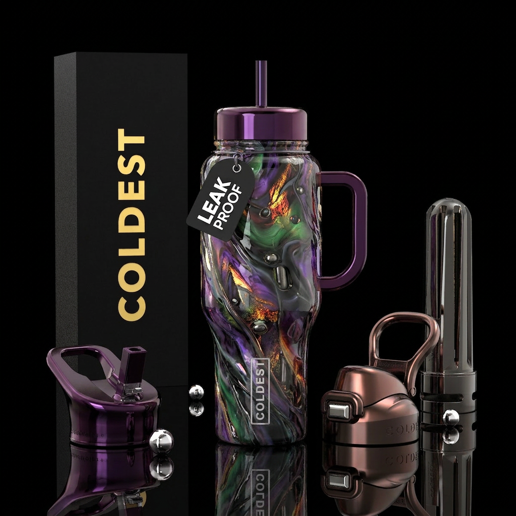 Dragon slag glass, glossy water bottle design