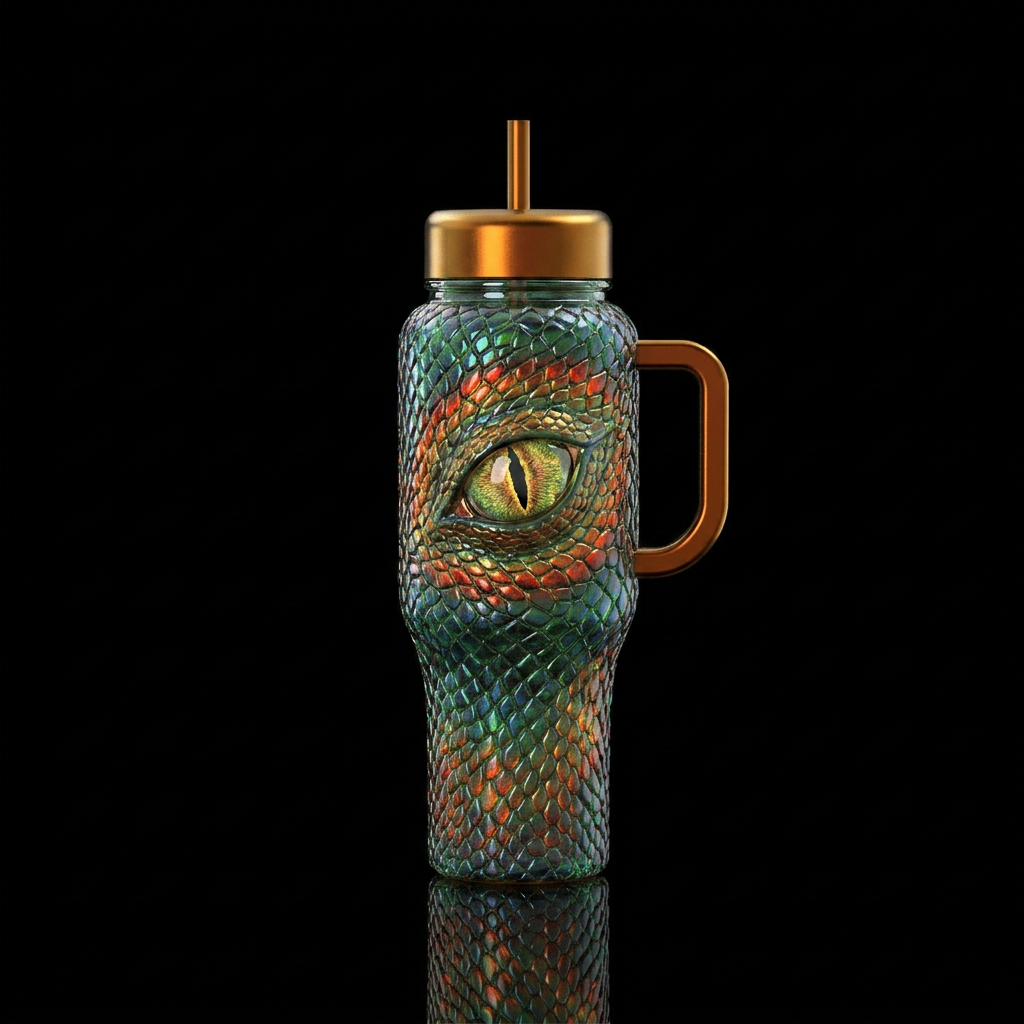 Dragon eye glass, glossy water bottle design