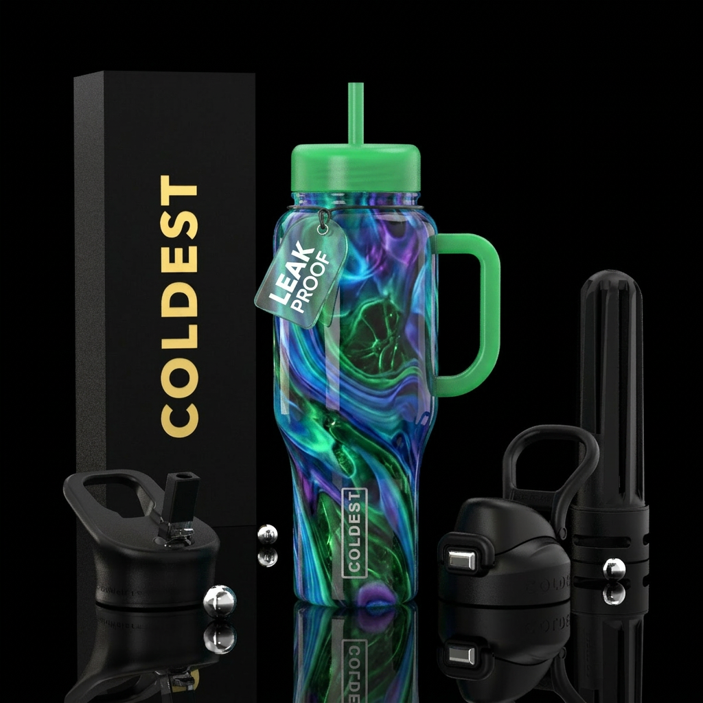 Otherworldy slag water bottle design