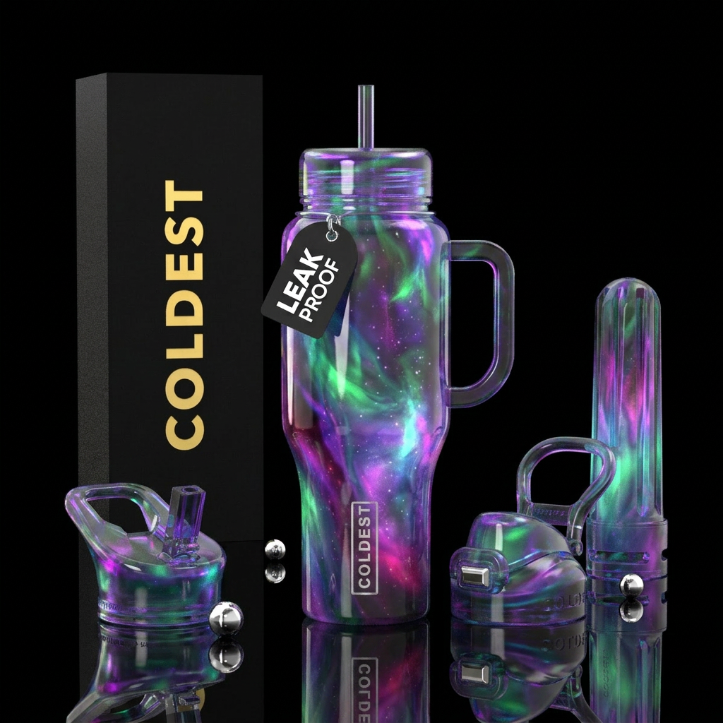 Out of this world glow in the dark slag water bottle design