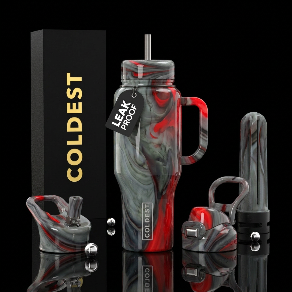 African grey parrot slag glass, glossy water bottle design