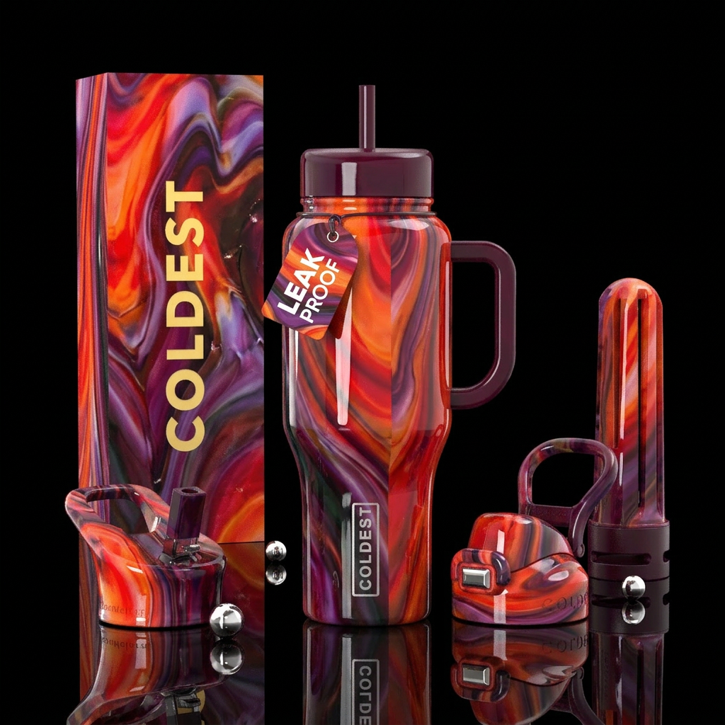 Witches elixir slag glass, glossy water bottle design