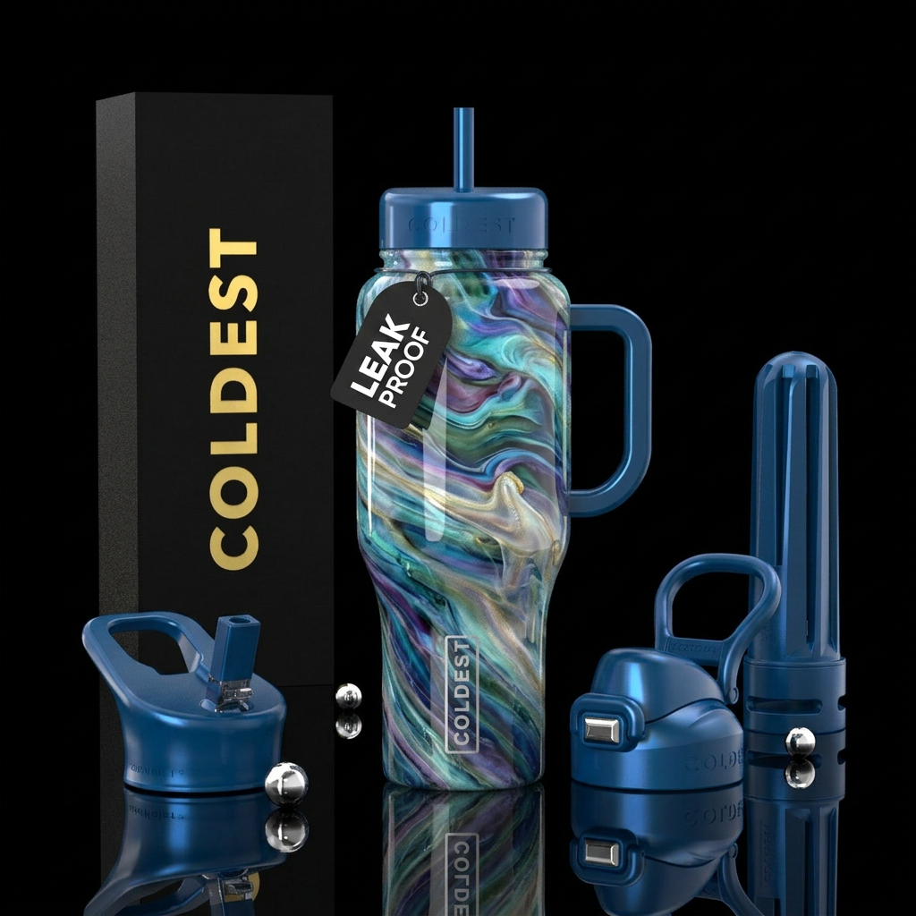 Italian ice slag glass, glossy water bottle design
