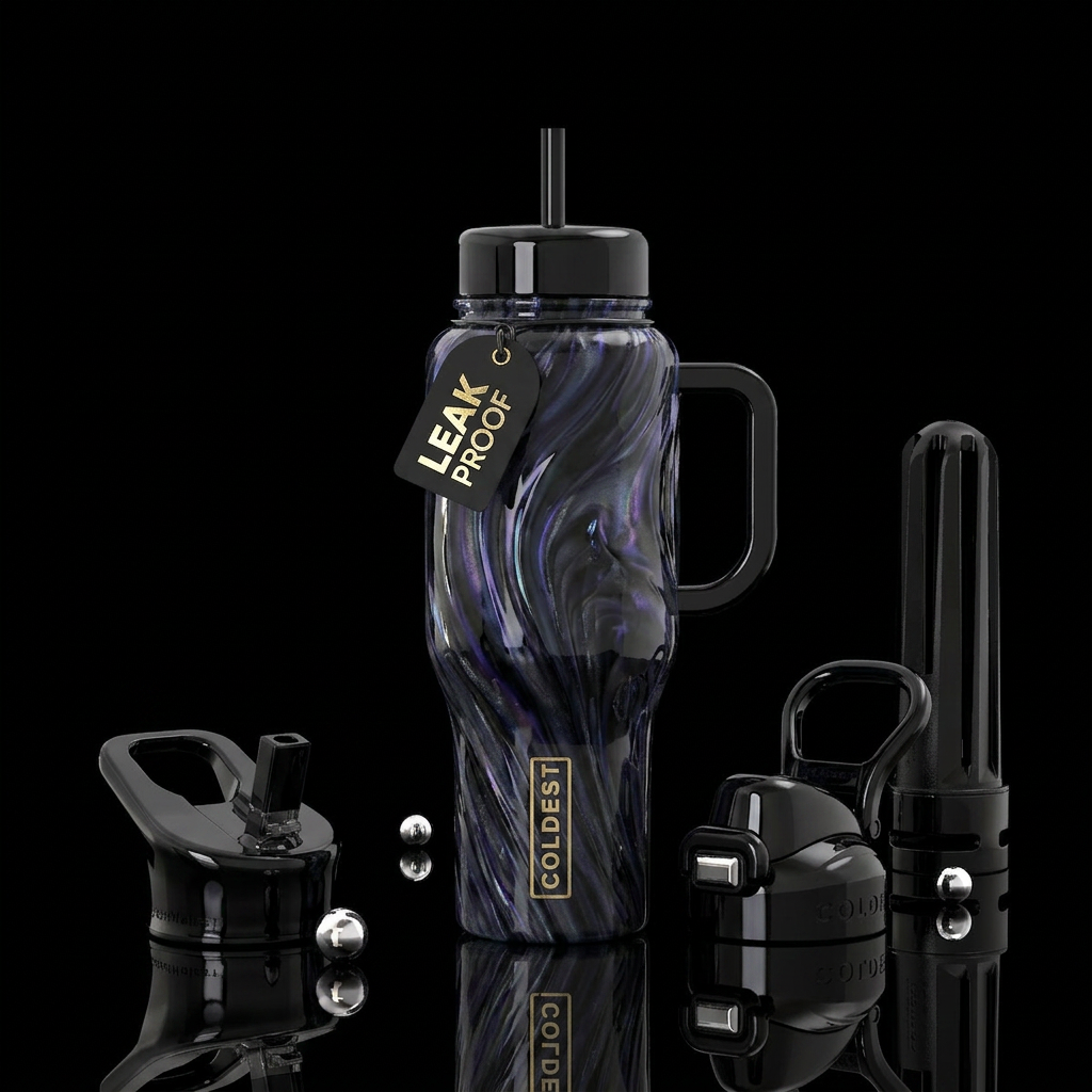 Ravens slag glass,glossy water bottle design