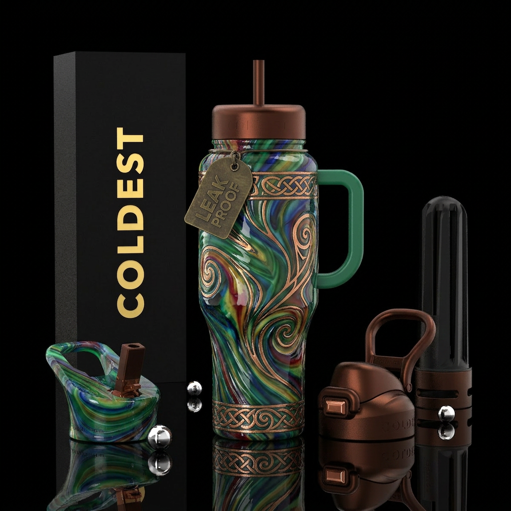 Celtic slag glass,glossy water bottle design
