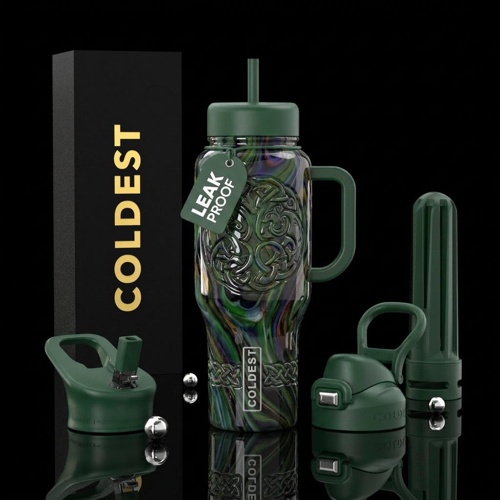 Celtic slag glass,glossy water bottle design