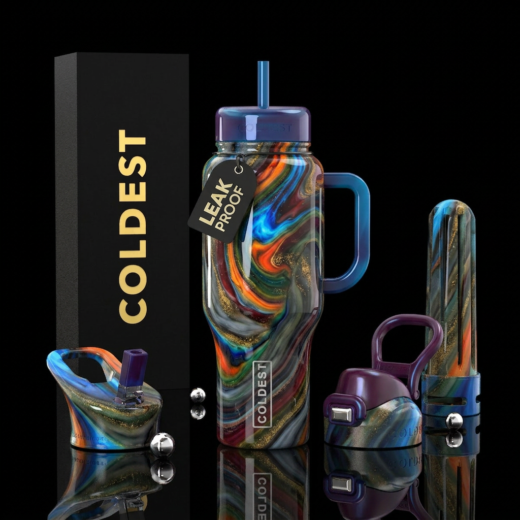 Prarie slag glass, glossy water bottle design