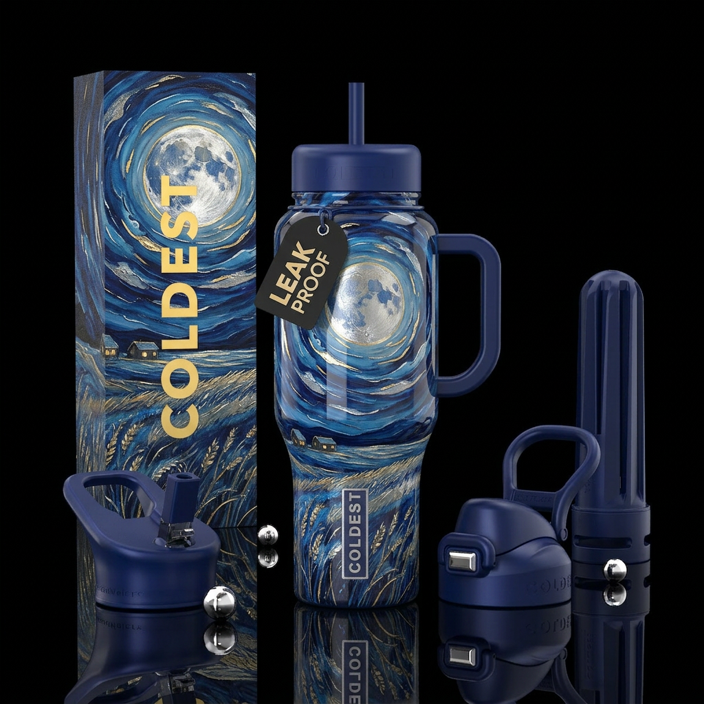 Prarie moon, glossy water bottle design