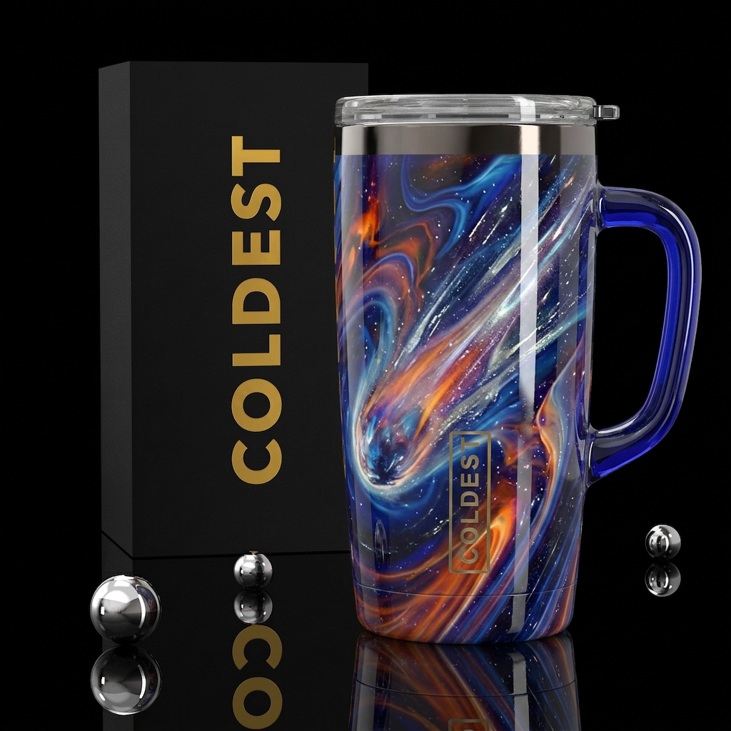 Comet slag glass, glossy water bottle design