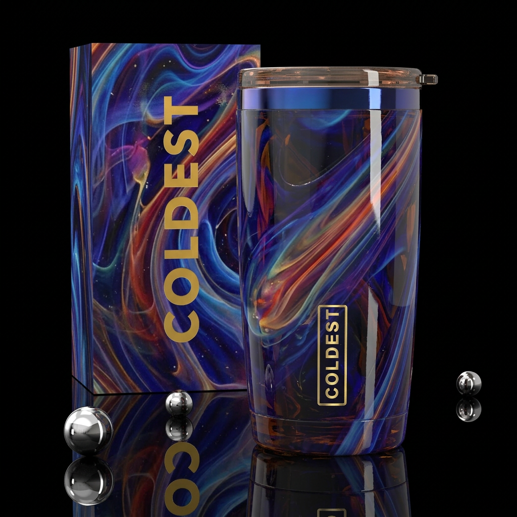 Comet slag glass, glossy water bottle design