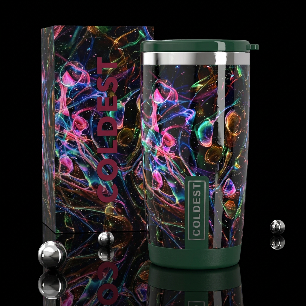 Firefly slag glass, glossy water bottle design
