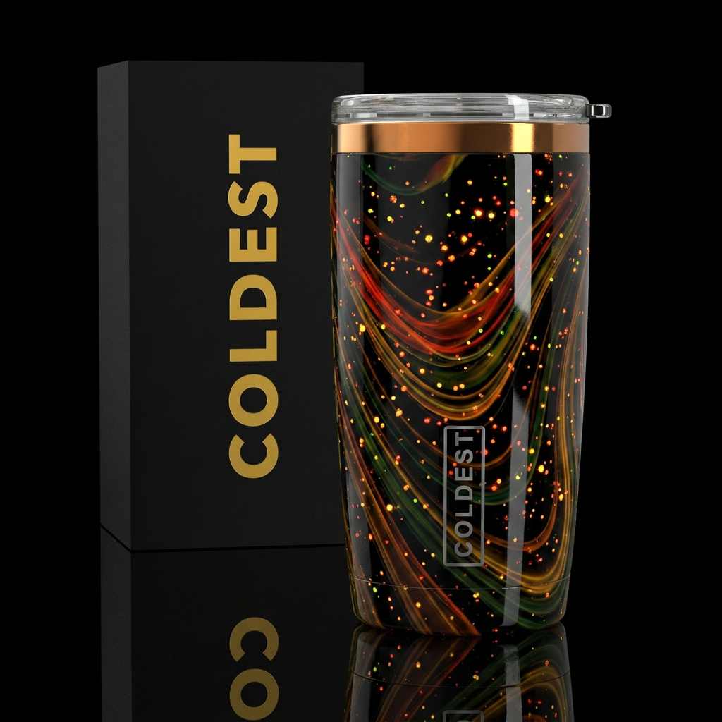 Fireflies slag glass, glossy water bottle design