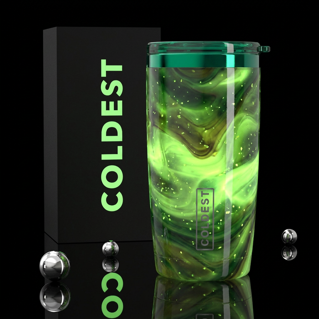 Fireflies slag glass, glossy, glow in the dark water bottle design