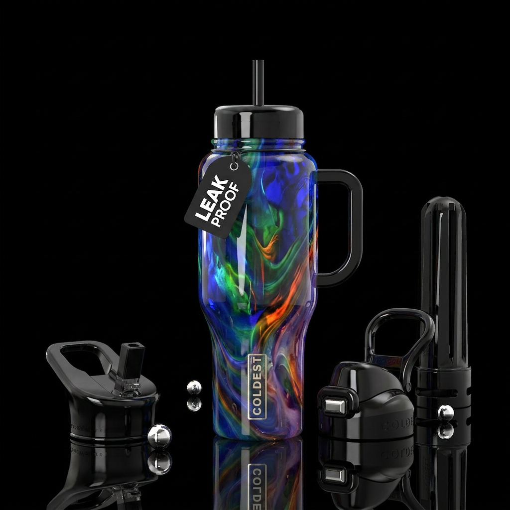 Divine slag glass, glossy water bottle design