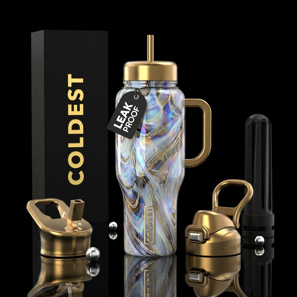 Divine angelic slag glass, glossy water bottle design