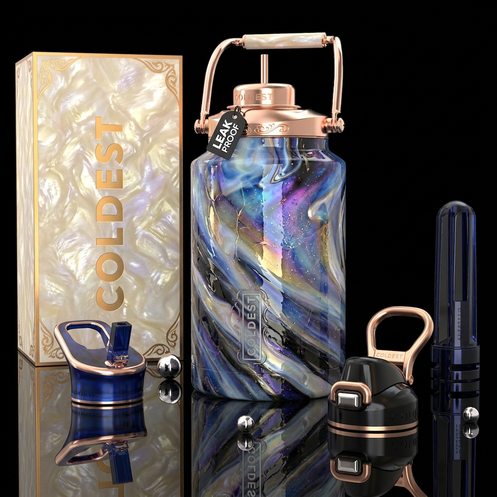 Divine angelic slag glass, glossy water bottle design