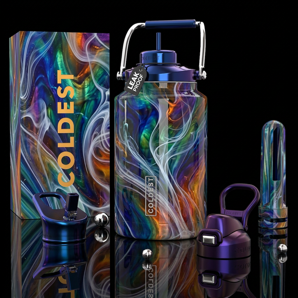 Divine angelic slag glass, glossy water bottle design