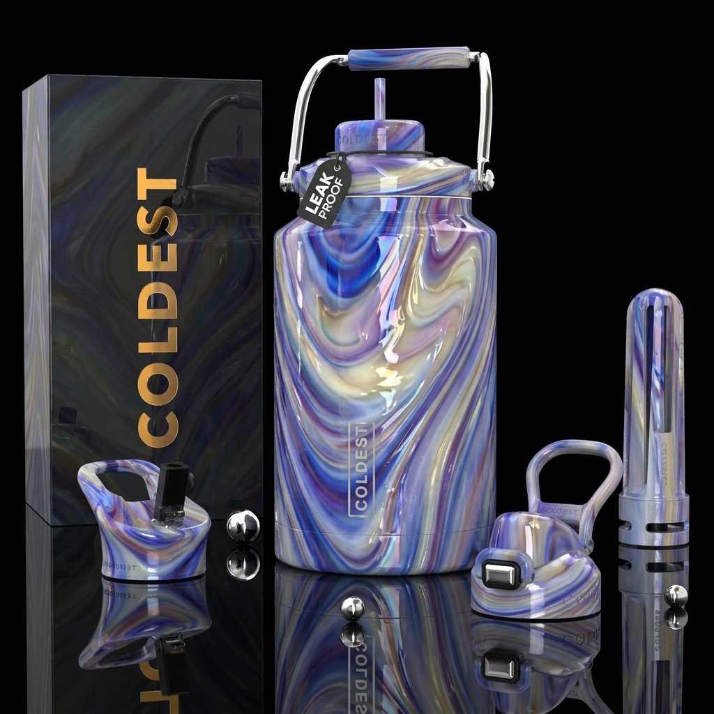 Divine angelic slag glass, glossy water bottle design