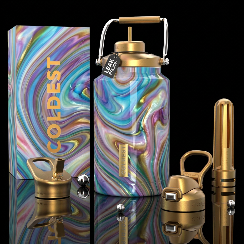 Divine angelic slag glass, glossy water bottle design