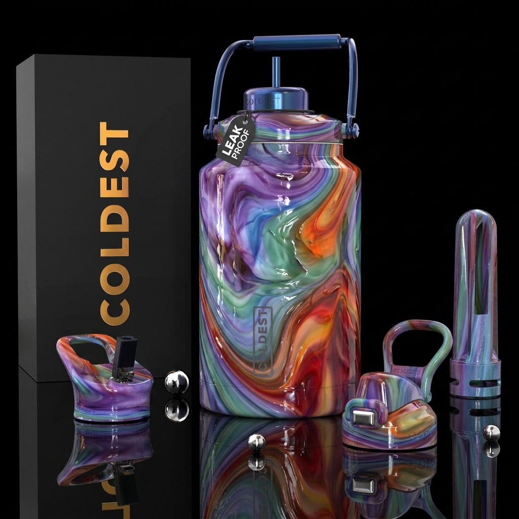 Divine angelic slag glass, glossy water bottle design