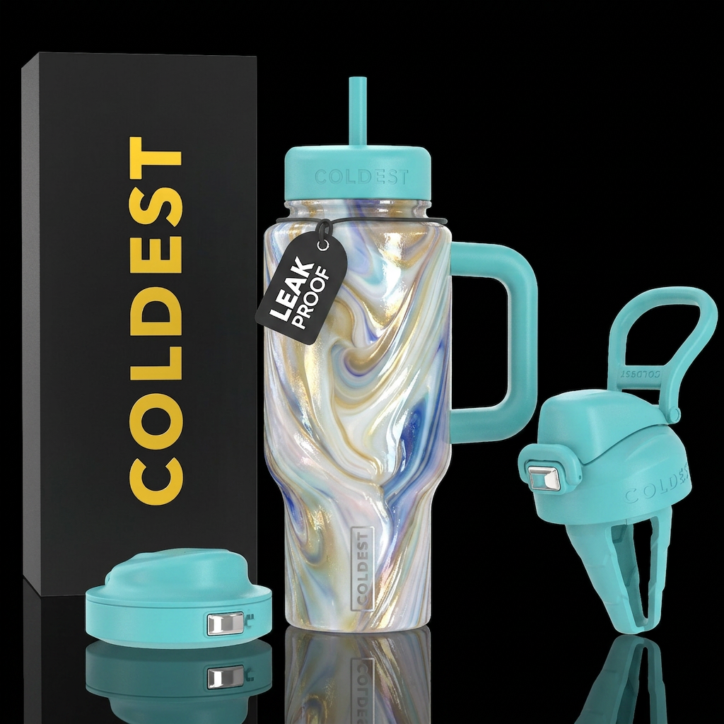 Divine angelic slag glass, glossy water bottle design