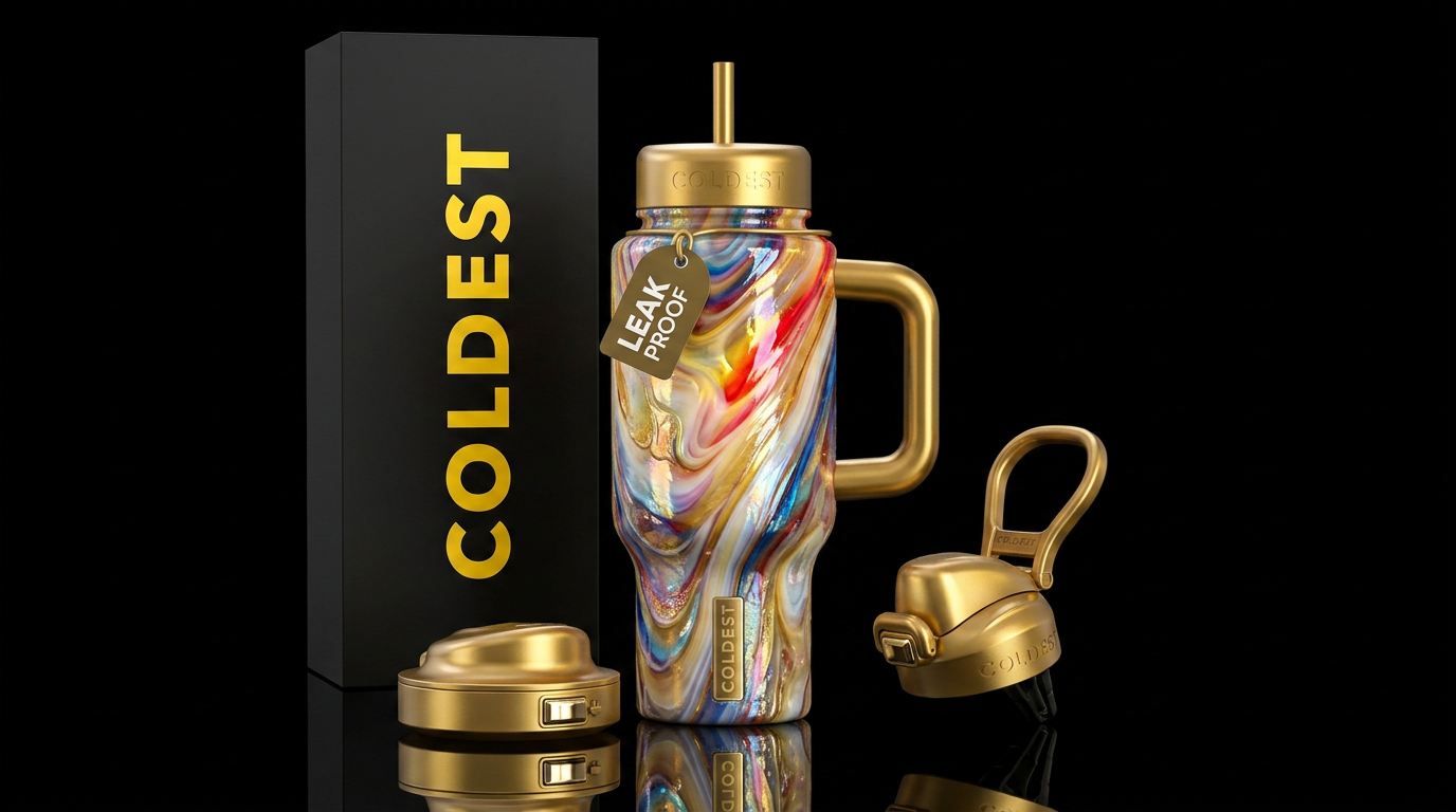 Divine angelic slag glass, glossy water bottle design