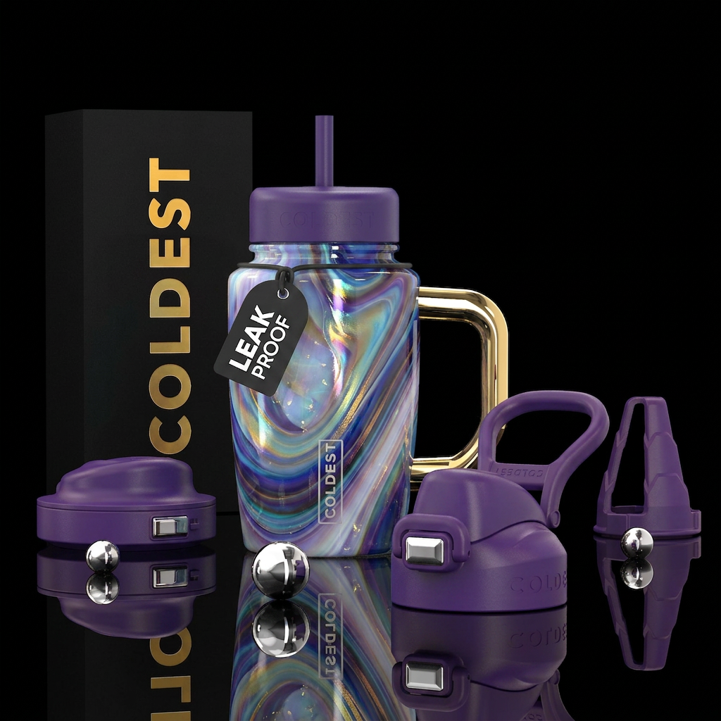 Divine angelic slag glass, glossy water bottle design
