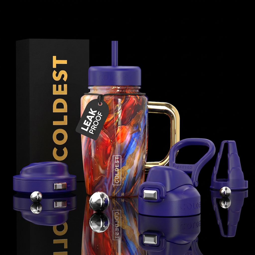 Divine angelic slag glass, glossy water bottle design