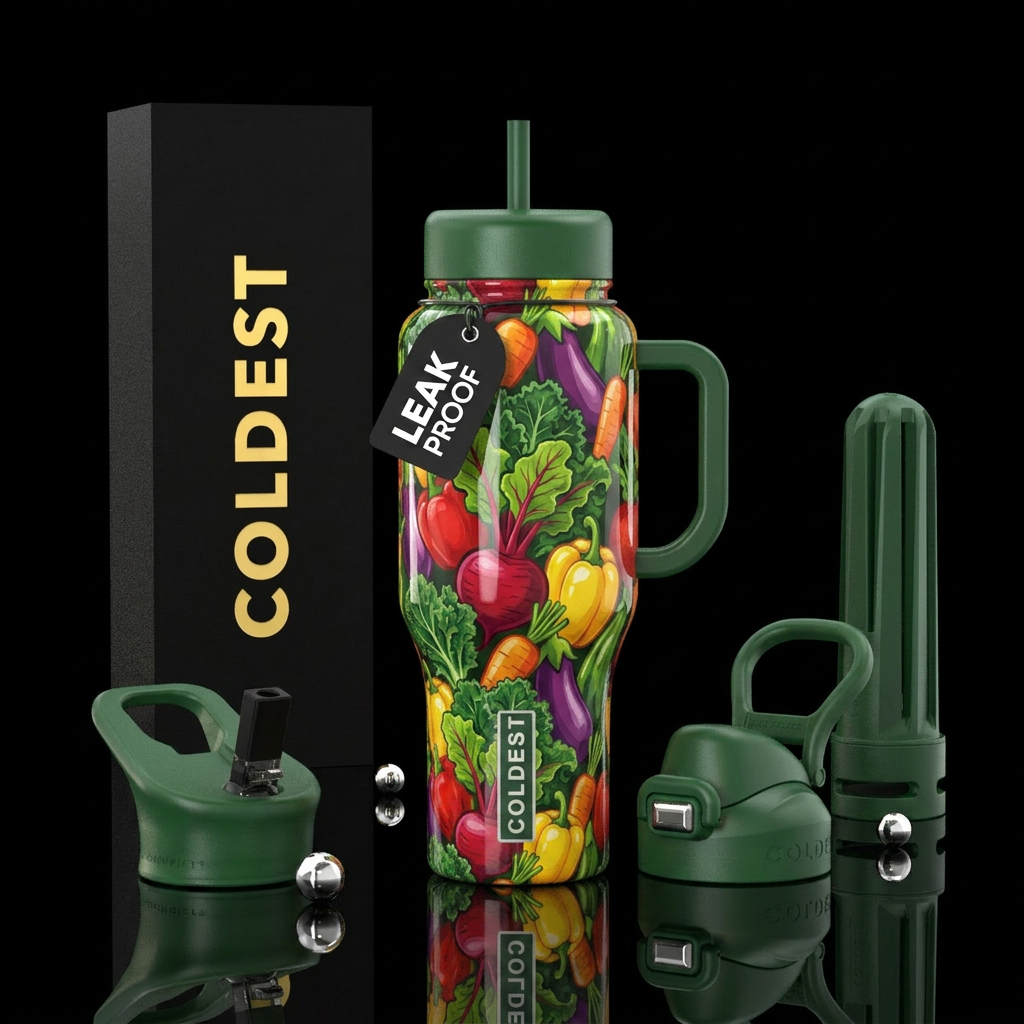 Veggie time, glossy water bottle design