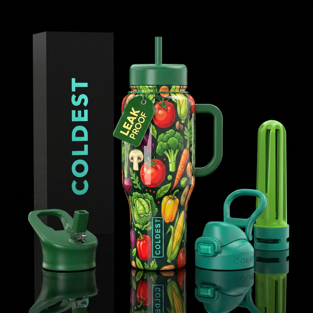 Veggie time, glossy water bottle design
