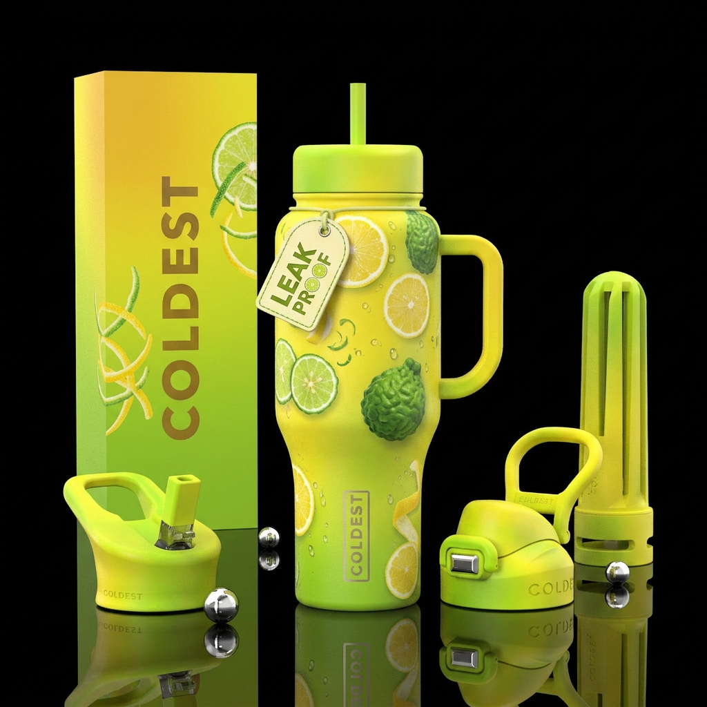 Citrus lovers, glossy water bottle design