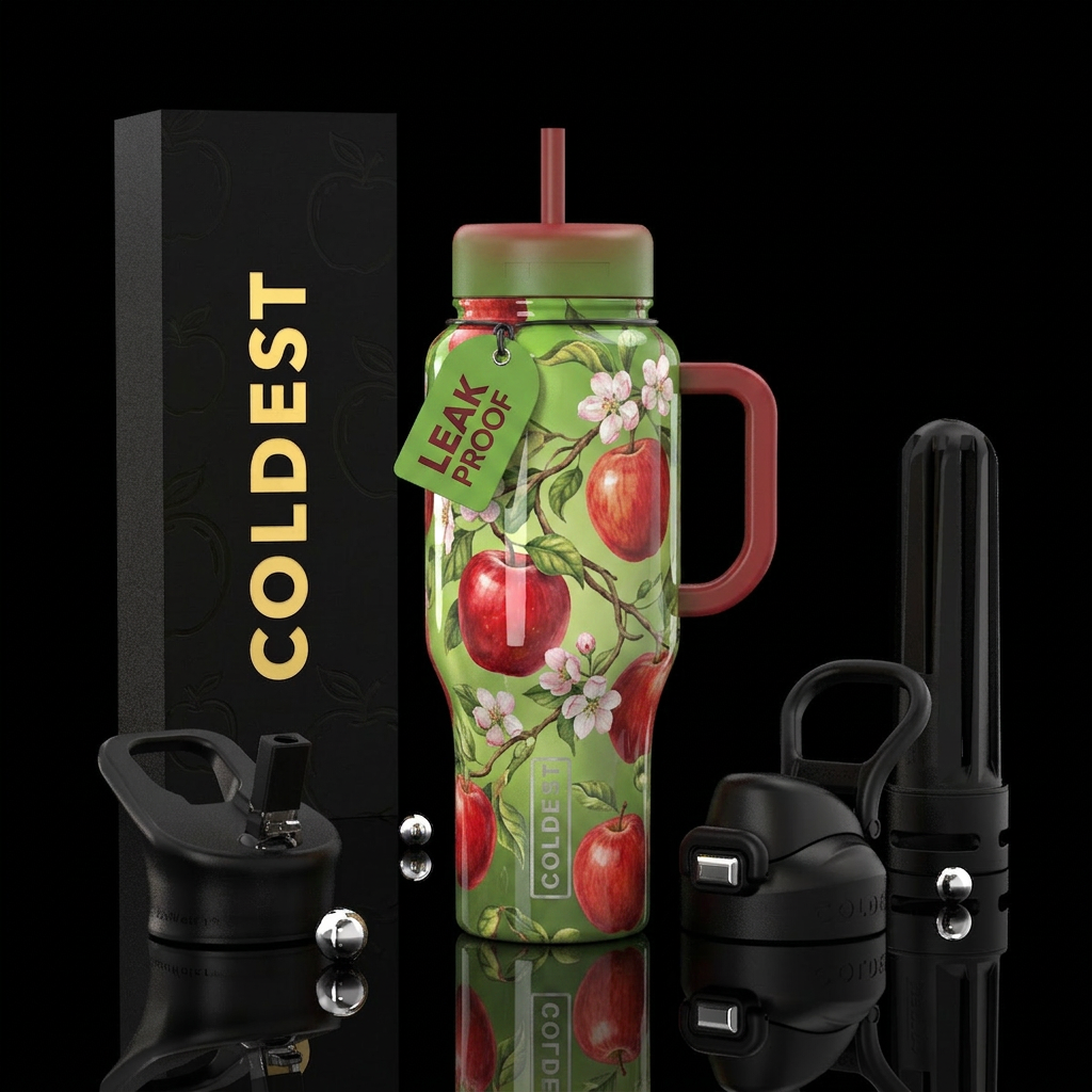 Apple delight, glossy water bottle design